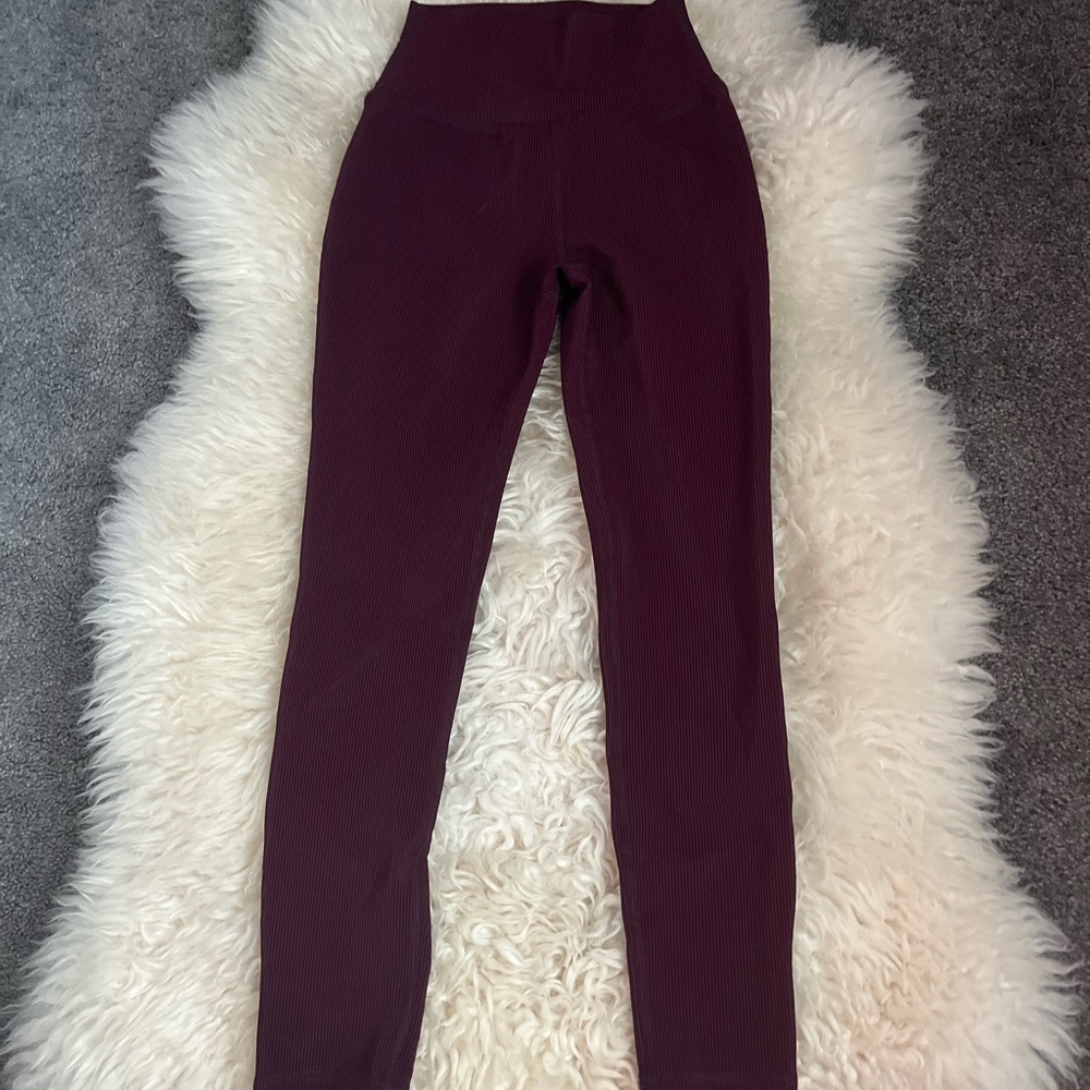 Maroon/Red Ribbed Five Dancewear Leggings